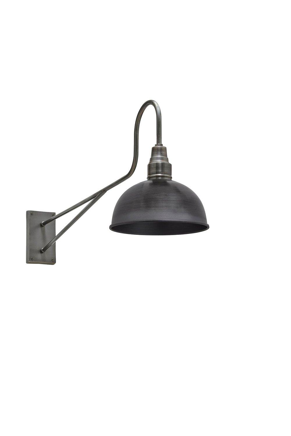 Long Arm Dome Wall Light, 8 Inch, Pewter, Pewter Holder